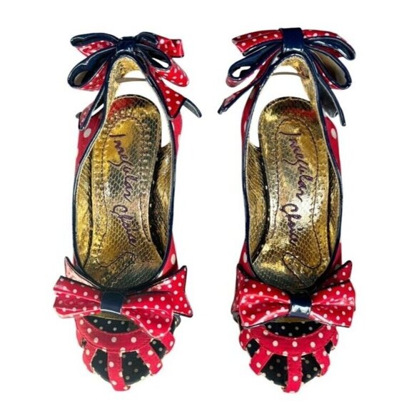 Irregular Choice Womens Sz 36 Red Polka Dot Slingback Aphrodite Heels Rockabilly - Picture 2 of 12
